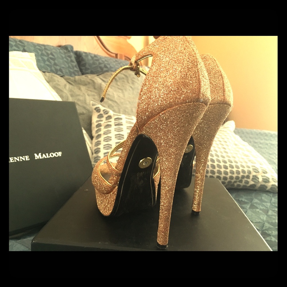Adrienne Maloof Gold Platform Heels Worn once